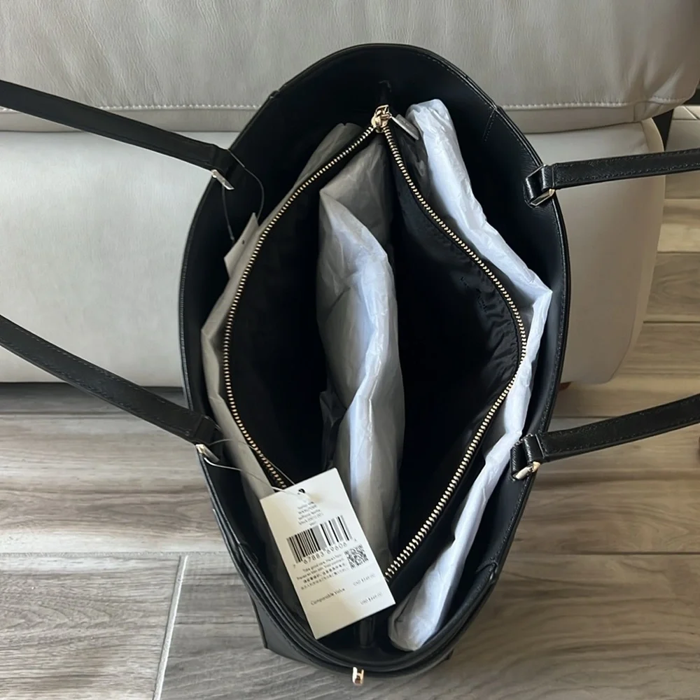 Kate Spade New York Staci Large Laptop Tote Leather Handbag Black